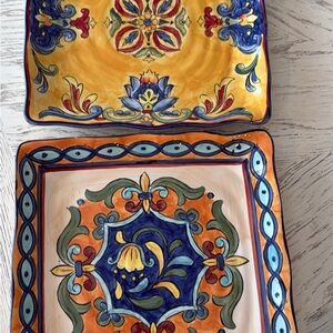 Maxcera Ceramic Dinnerware Set - Yellow and Blue Floral Design